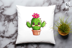 Cute Cactus with Flower Clipart PNG Product Image 2
