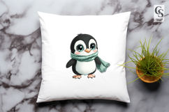 Cute Penguin with Scarf Winter Clipart PNG Product Image 2