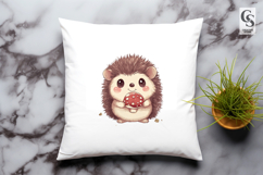 Cute Baby Hedgehog with Mushroom Clipart Sublimation PNG Product Image 3