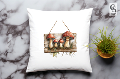 Rustic Mushroom Wooden Sign Clipart PNG Product Image 3