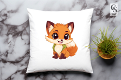 Cute Cartoon Fox in Green Outfit Clipart Sublimation PNG Product Image 3