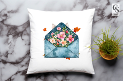Floral Envelope Clipart PNG Product Image 3