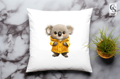 Cute Koala in Raincoat Kawaii Animal Clipart Sublimation PNG Product Image 2