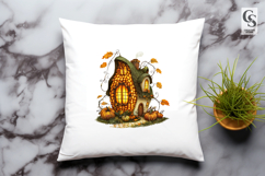 Fantasy Autumn Pumpkin Cottage House Clipart PNG Product Image 3