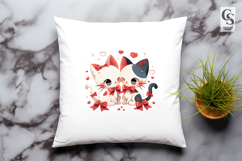 Cute Cartoon Couple Cats Love Kawaii Clipart Product Image 2