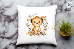 Floral Baby Lion Clipart PNG Product Image 3