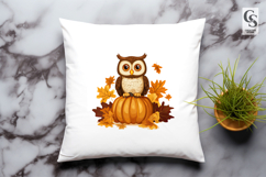 Autumn Owl with Pumpkin Clipart Sublimation PNG Product Image 3