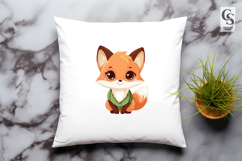 Cute Fox in Scarf Kawaii Animal Clipart Sublimation PNG Product Image 2