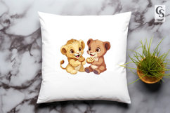 Cute Lion Cubs Eating Cookies Clipart Sublimation PNG Product Image 2