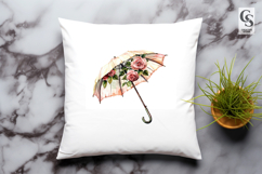 Floral Umbrella with Roses Clipart Sublimation PNG Product Image 3