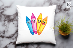Kawaii Crayons Cute School Supplies Clipart Sublimation PNG Product Image 2