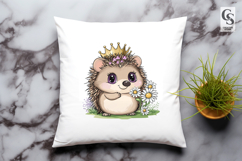 Cute Hedgehog with Crown Kawaii Animal Clipart PNG Product Image 2