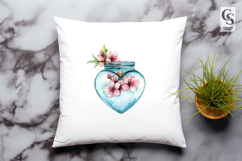 Heart Jar Flowers Clipart Floral Jar Sublimation Product Image 3