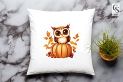 Owl Pumpkin Clipart PNG | Autumn Woodland Sublimation Product Image 2
