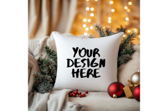 Christmas Pillow Mockup Blank White Pillow Winter Decorate Product Image 1
