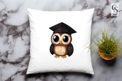 Cute Owl with Graduation Cap Cartoon Clipart Sublimation PNG Product Image 2