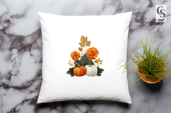 Fall Pumpkin Floral Arrangement Clipart PNG Product Image 3