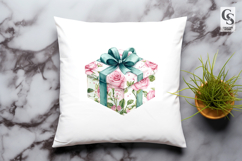 Watercolor Floral Gift Box Clipart PNG Product Image 3