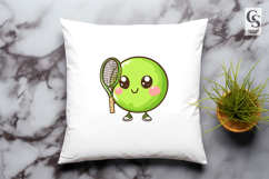 Cute Kawaii Tennis Ball Clipart PNG Sublimation Product Image 2