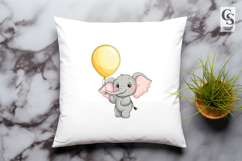 Cute Baby Elephant with Balloon Clipart Sublimation PNG Product Image 3