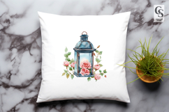 Vintage Lantern Rose Clipart PNG Product Image 3