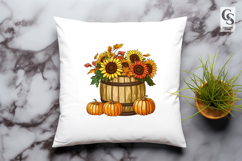 Sunflower Pumpkin Barrel Clipart PNG Product Image 3