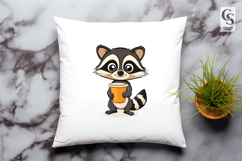 Cute Raccoon Coffee Clipart Product Image 3
