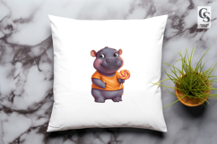 Cute Kawaii Hippo with Lollipop Cartoon Clipart Product Image 2