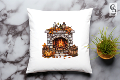 Cozy Autumn Fireplace Clipart PNG Product Image 3