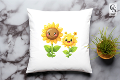 Cute Kawaii Sunflower Clipart Sublimation PNG Product Image 3