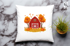 Autumn Red Barn Clipart Sublimation PNG Product Image 3