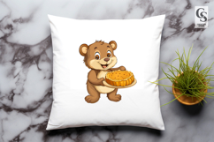 Cute Bear with Pumpkin Pie Clipart | Animal PNG Product Image 3