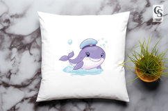 Cute Baby Whale in Sailor Hat Clipart PNG Product Image 2
