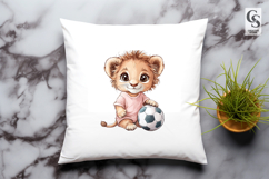 Cute Baby Lion with Soccer Ball PNG Clipart Product Image 2