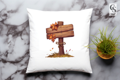 Rustic Autumn Wooden Sign Clipart PNG Product Image 3