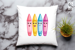 Cute Kawaii Crayons Clipart Sublimation PNG Product Image 2