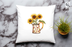 Watering Can with Sunflowers Clipart PNG Product Image 2