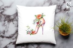 Floral High Heel Shoe Watercolor Clipart PNG Product Image 2