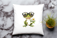 Frog Clipart with Glasses and Flower PNG Product Image 2