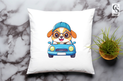 Cute Dog Driving Car Clipart PNG Product Image 3