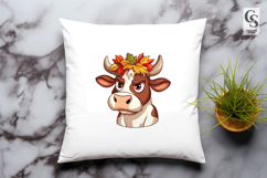 Cute Autumn Cow Clipart PNG | Fall Farm Animal Illustration Product Image 3