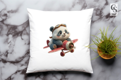 Cute Panda Pilot Clipart | Airplane Animal Sublimation PNG Product Image 3