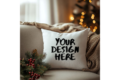 Christmas Pillow Mockup Blank White Pillow Winter Decorate Product Image 1