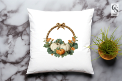Rustic Pumpkin Wreath Clipart PNG Product Image 3