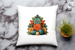 Fall Pumpkin Floral Frame Clipart PNG Product Image 3