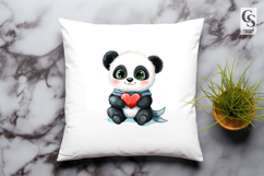 Cute Panda with Heart Clipart PNG Product Image 2