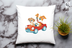 Cute Puppies Driving Car Clipart Sublimation PNG Product Image 3