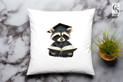 Cute Raccoon Graduation Clipart Sublimation PNG Product Image 2
