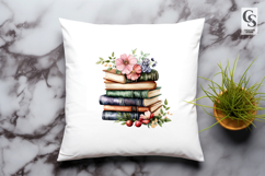 Vintage Books with Flowers Sublimation Clipart Product Image 3