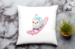Cute Kawaii Roller Coaster Train Cartoon Bundle clipart PNG Product Image 2